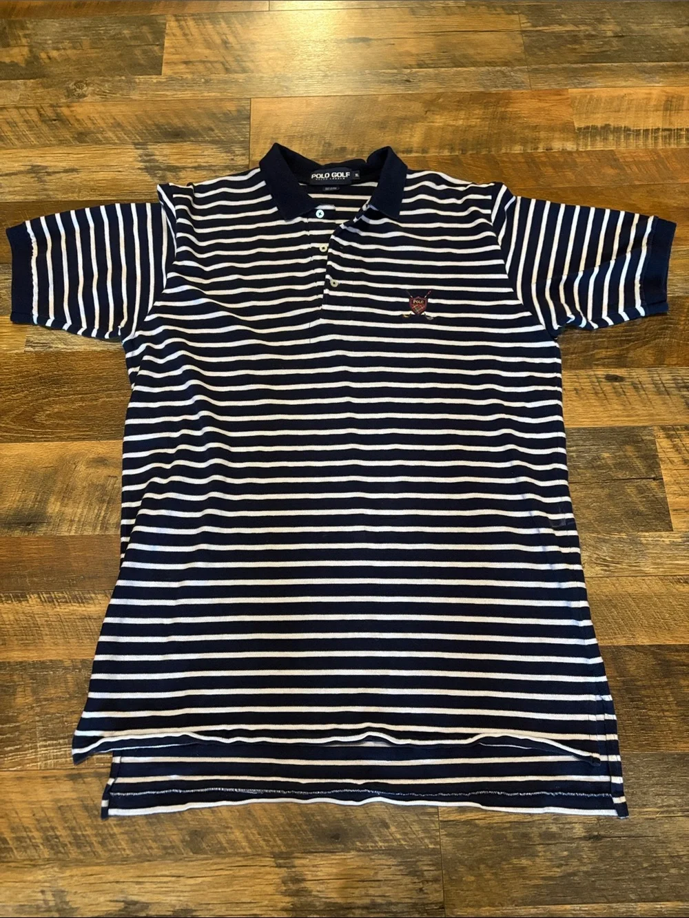 Vintage Polo Golf Ralph Lauren Navy & White Stripe Polo Shirt